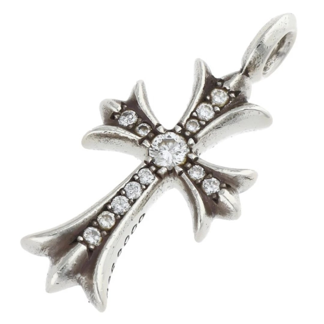 CHROME HEARTS TINY FAT CROSS PAVE DIAMOND PENDANT: Chrome Hearts Tiny Fat Cross Pave diamond Pendant Brand: Chrome Hearts Type/Style: Necklace Material: 925 Silver Color: silver Size: vertical 3.3cm Accessories: None Accessories Notice: Wh