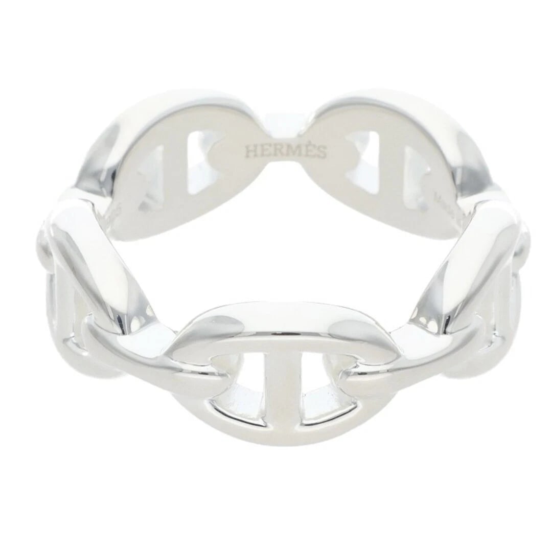 HERMES CHAINE D'ANCRE ENCHAINEE PM SHEINE DUNK ANCHENE SILVER RING: Hermes Chaine d'Ancre Enchainee PM Sheine Dunk Anchene Silver Ring Brand: HERMES Type/Style: Ring Material: 925 Silver Color: silver Size: US Size 12 Accessories: None Accessories Notice: When