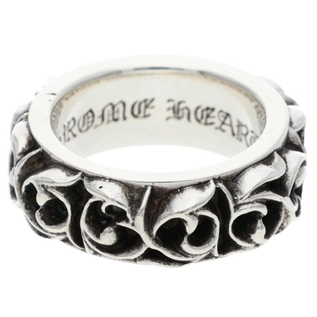 CHROME HEARTS ETRNITY VINE BAND ETERNITY SILVER RING: Chrome Hearts Etrnity Vine Band Eternity Silver Ring Brand: Chrome Hearts Type/Style: Ring Material: 925 Silver Color: silver Size: US Size 8.5 Accessories: None Accessories Notice: When purchasing