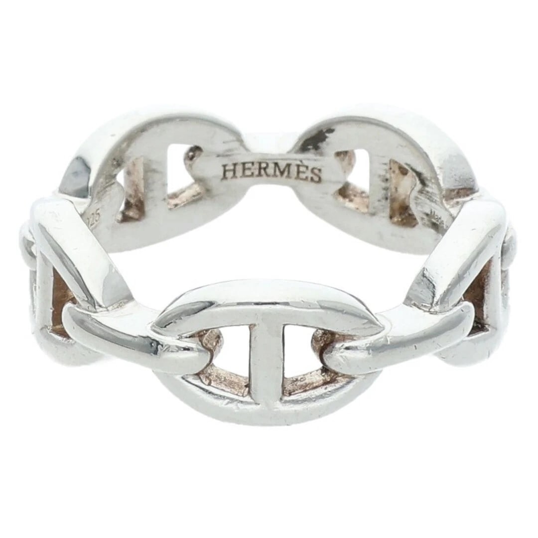 HERMES CHAINE D'ANCRE ENCHAINEE ANCHENE SILVER RING: Hermes Chaine d'Ancre Enchainee Anchene Silver Ring Brand: Outlet Type/Style: Material: 925 Silver Color: silver Size: US Size 19 Accessories: None Accessories Notice: When purchasing pre-