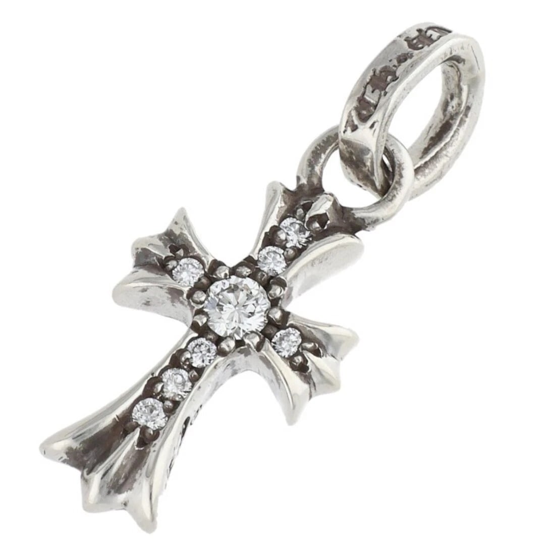 CHROME HEARTS BABY FAT PAVE DIAMOND CHARM SILVER NECKLACE: Chrome Hearts Baby Fat Pave Diamond Charm Silver Necklace Brand: Chrome Hearts Type/Style: Necklace Material: 925 Silver Color: silver Size: vertical 2.4cm Accessories: None Accessories No