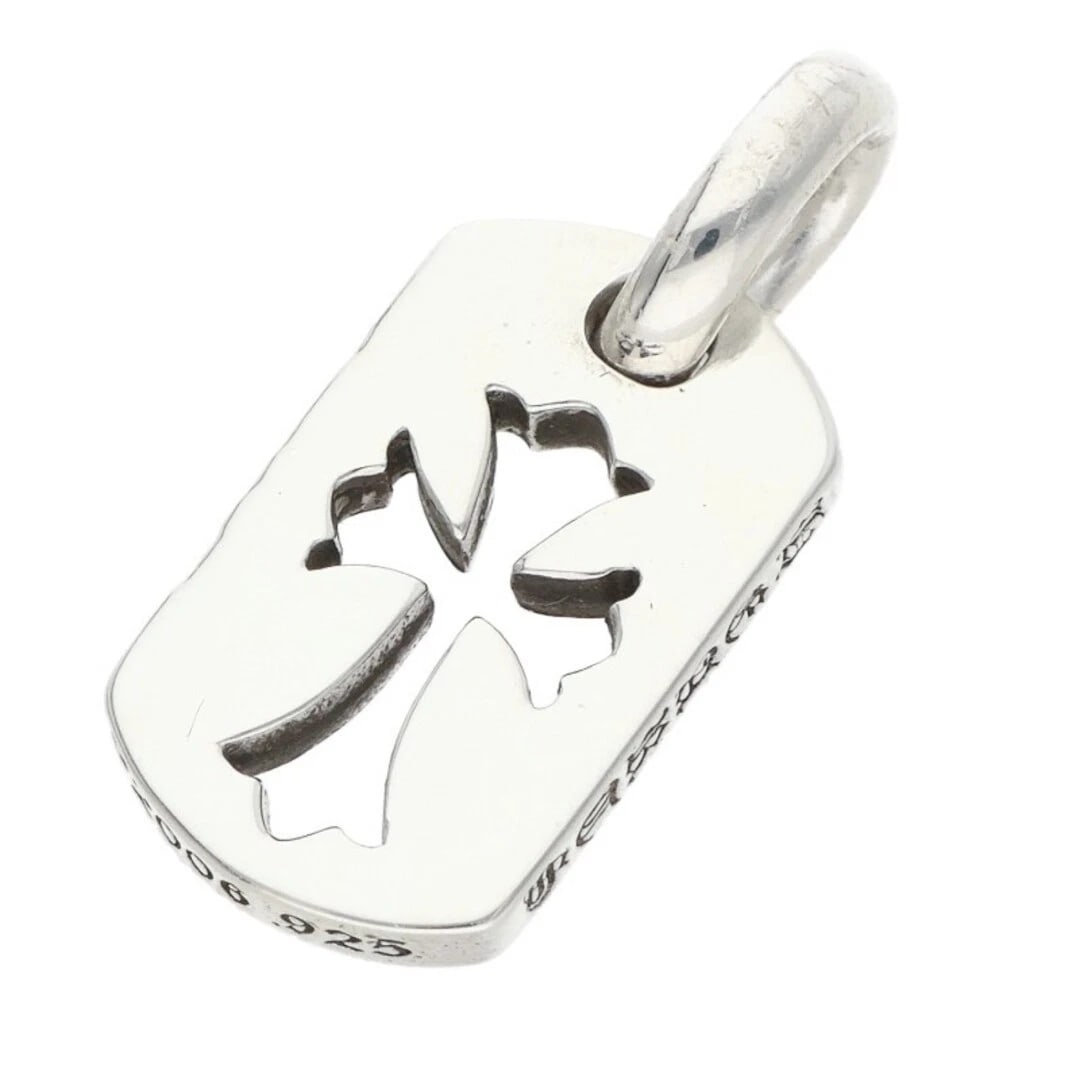CHROME HEARTS TINY CUTOUT CROSS DOG TAG CHARM SILVER NECKLACE: Chrome Hearts Tiny Cutout Cross Dog Tag Charm Silver Necklace Brand: Chrome Hearts Type/Style: Necklace Material: 925 Silver Color: silver Size: vertical 2.2cm Accessories: None Accessories Notice: