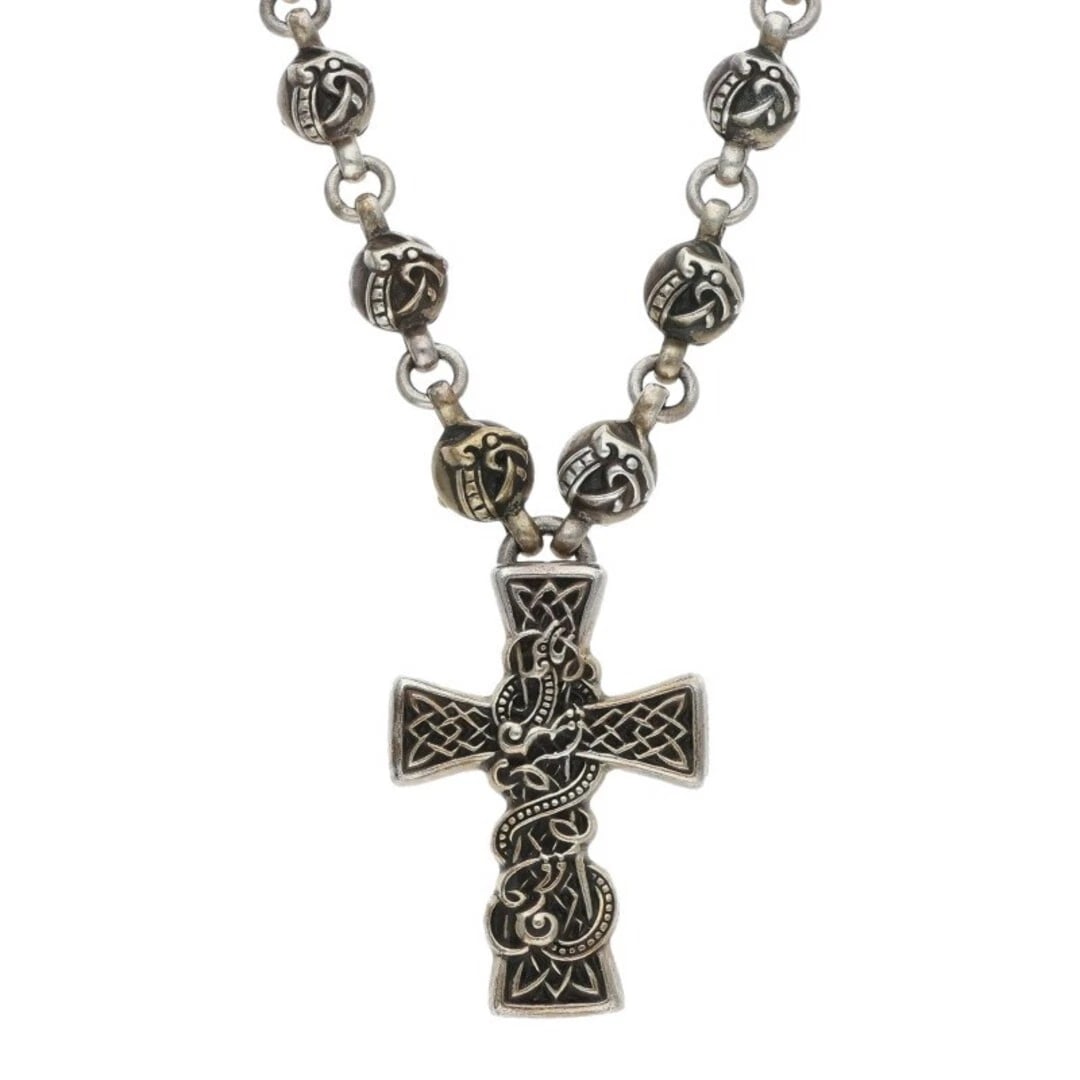 CHROME HEARTS CRS BALL CHAIN SILVER NECKLACE: Chrome Hearts CRS Ball Chain Silver Necklace Brand: Chrome Hearts Type/Style: Necklace Material: 925 Silver Color: silver Size: Top width 3cm x vertical 4.7cm, chain width 0.9cm, total length 53.5cm