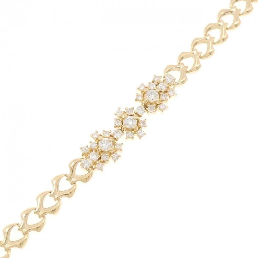 K18YG DIAMOND BRACELET: K18YG Diamond Bracelet Brand: Unbranded Type/Style: Bracelet Material: K18 yellow gold Color: YG Size: Actual Size Max width approx: 8.8mm Size 18cm Accessories: None Accessories Notice: When