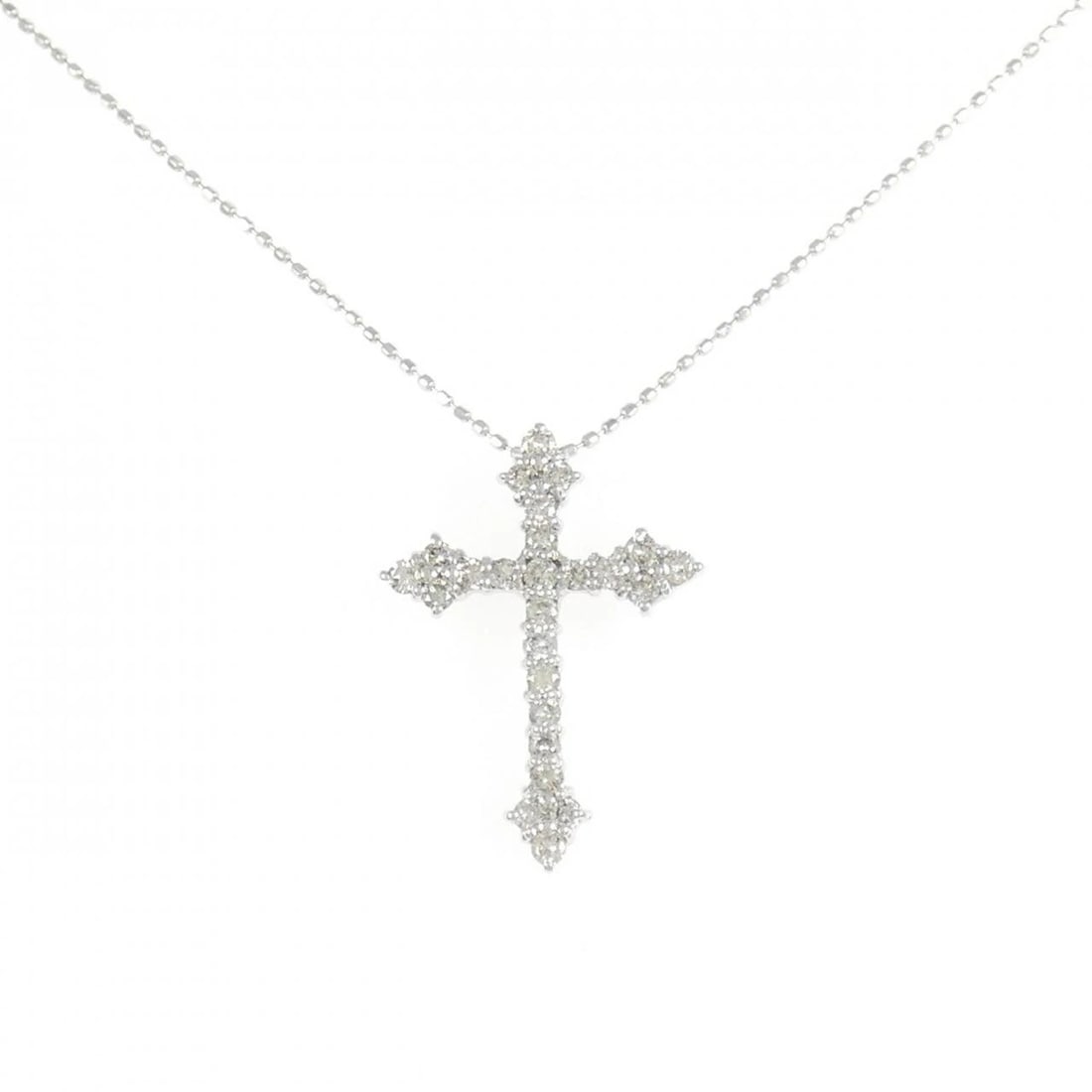 K18WG CROSS DIAMOND NECKLACE: K18WG Cross Diamond Necklace Brand: Unbranded Type/Style: Diamond Necklace Material: K18WG Color: WG Size: Actual Size Pendant length approx. x width approx.: 23.0mmx16.6mm Chain maximum width approx.