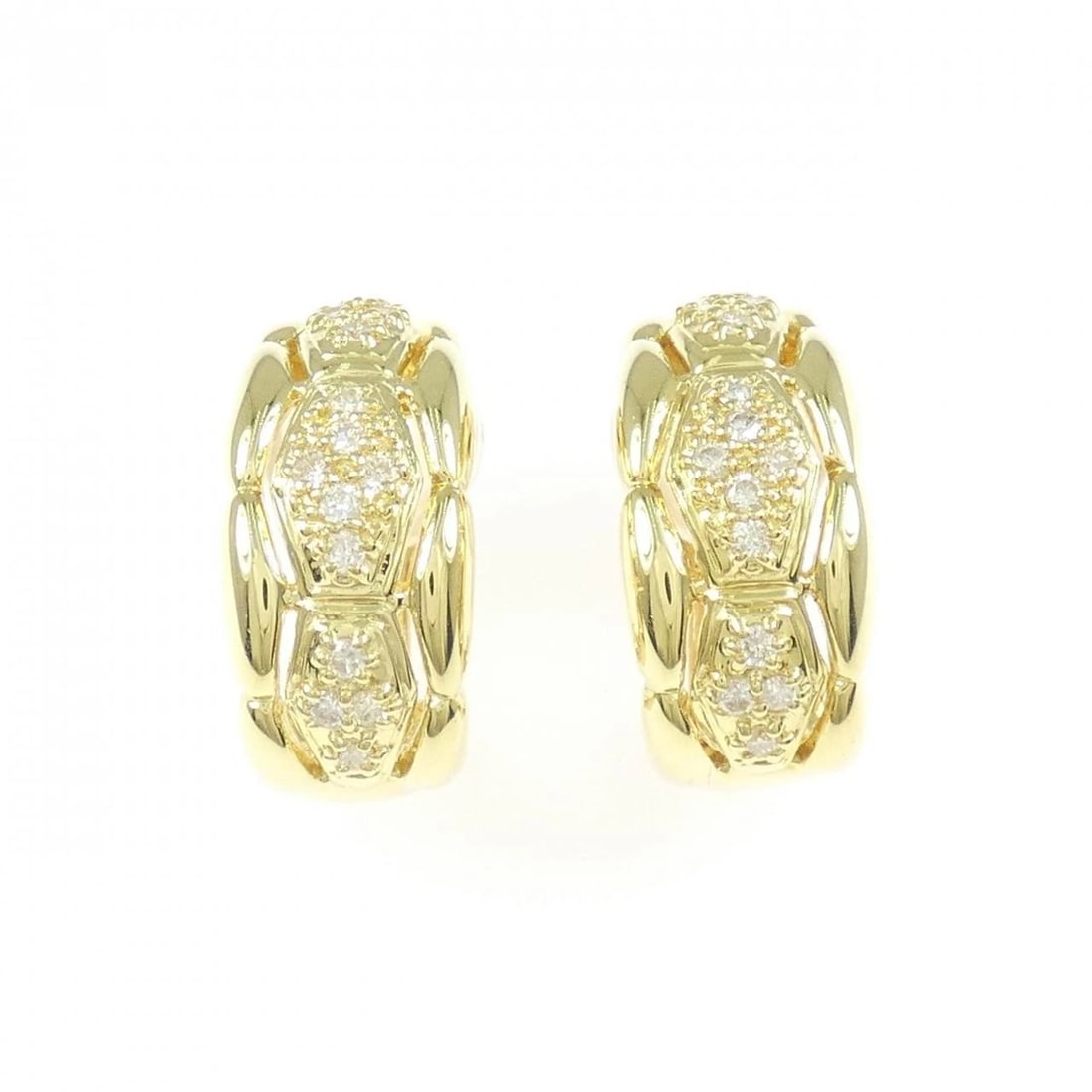 K18YG DIAMOND PIERCE/EARRING: K18YG Diamond Pierce/Earring Brand: Unbranded Type/Style: Diamond Pierce/Earring Material: K18YG Color: YG Size: Actual Size Approx. height x width: 17.6mm x 8.4mm Accessories: None Accessories