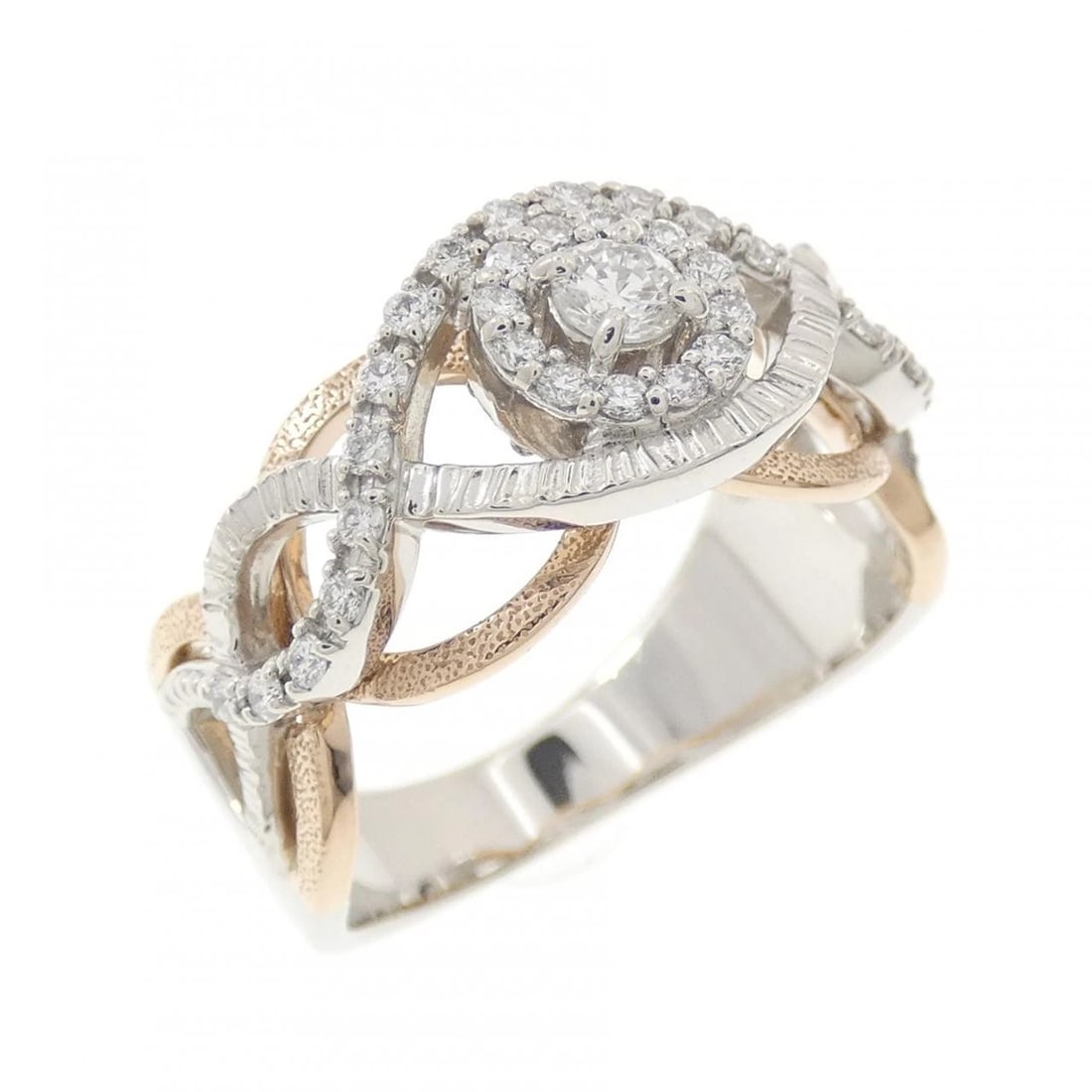 PT900/K18PG DIAMOND RING: PT900/K18PG Diamond Ring Brand: Unbranded Type/Style: Diamond Ring Material: PT900/K18PG Color: PG Size: US6 1/2 Accessories: None Accessories Notice: When purchasing pre-owned goods, please refer to