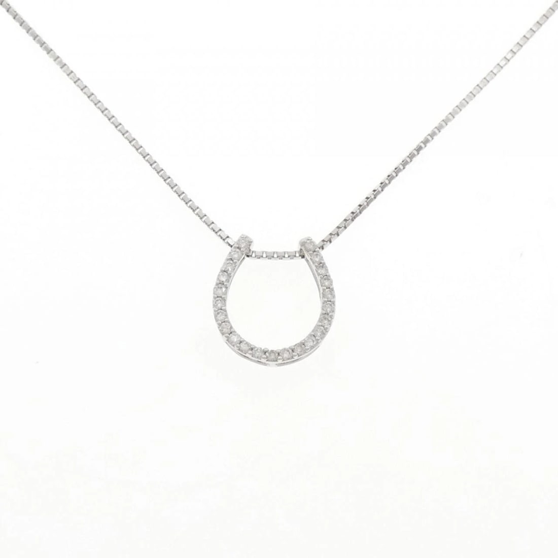 K18WG HORSESHOE DIAMOND NECKLACE: K18WG Horseshoe Diamond Necklace Brand: Unbranded Type/Style: Diamond Necklace Material: K18WG Color: WG Size: Actual Size Pendant length approx. x width approx.: 14.9mmx13.8mm Chain maximum width