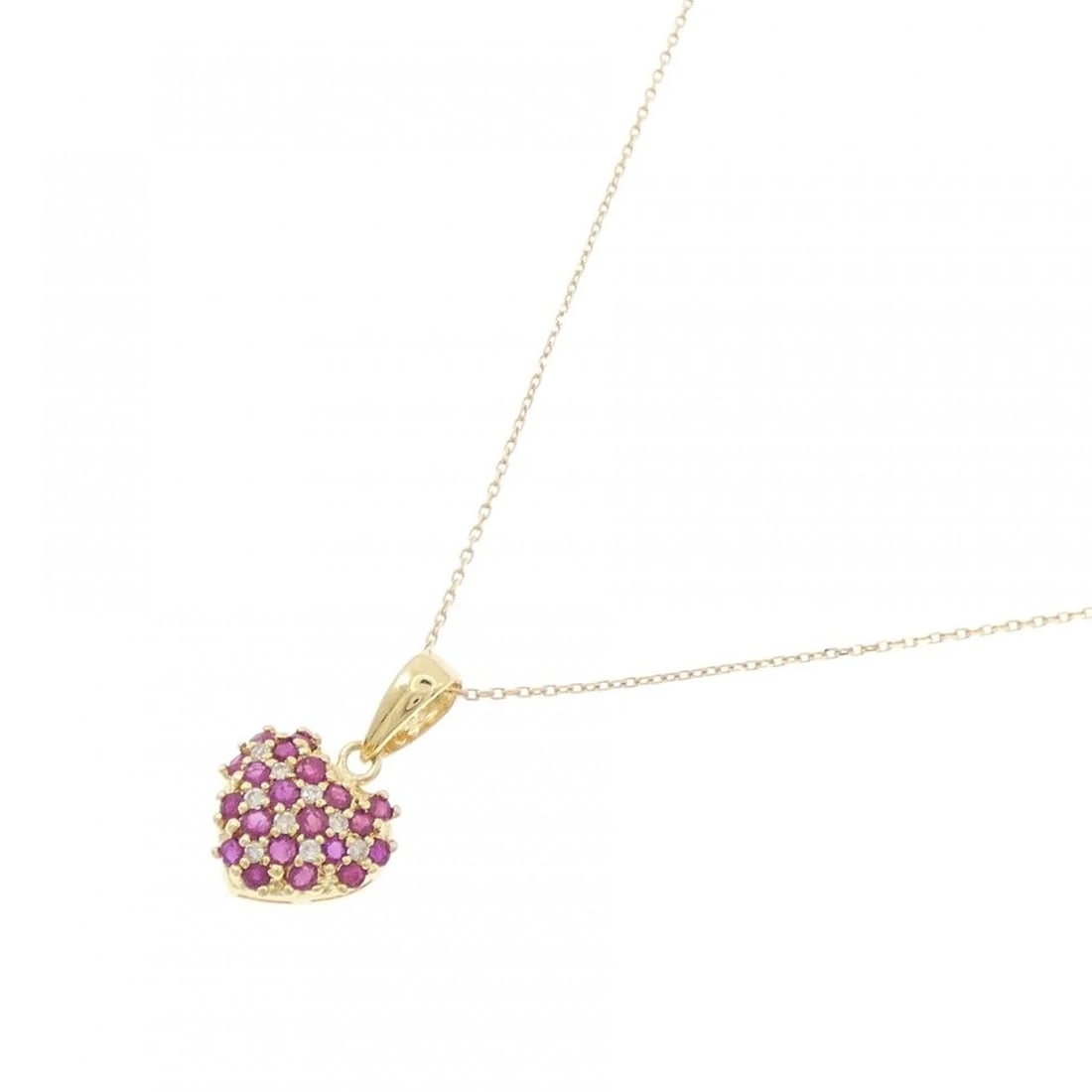 K18YG HEART RUBY NECKLACE - 2