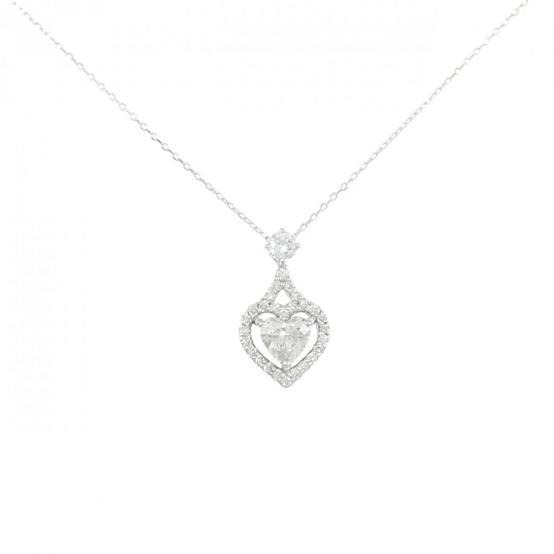 K18WG HEART DIAMOND NECKLACE: K18WG Heart Diamond Necklace Brand: Unbranded Type/Style: Diamond Necklace Material: K18WG Color: WG Size: Actual Size Pendant length approx. x width approx.: 15.9mmx8.9mm Chain maximum width approx.: