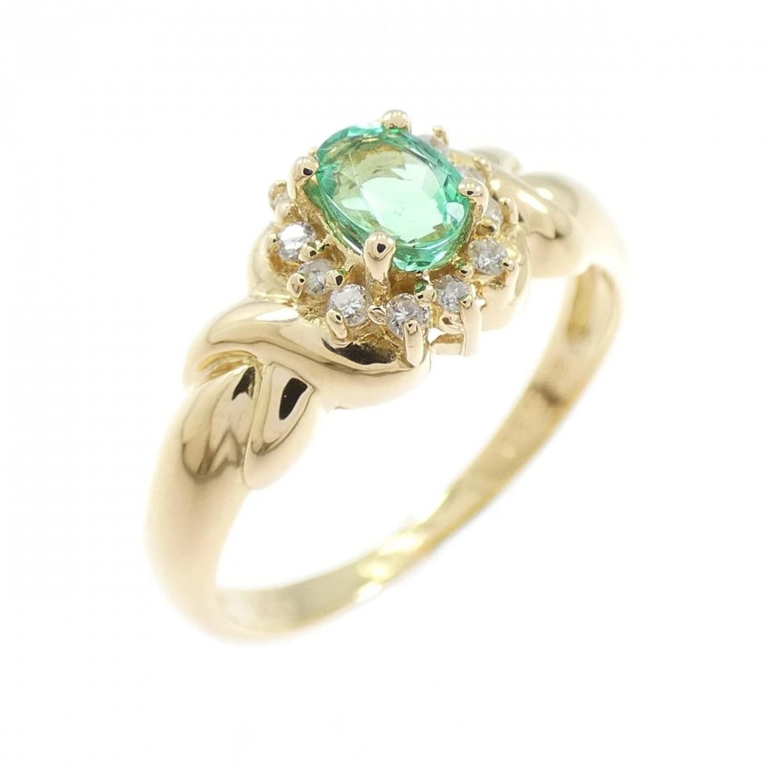 18KYG EMERALD RING: 18KYG Emerald Ring Brand: Unbranded Type/Style: Emerald Ring Material: 18KYG Main Stone Emerald Color: YG Size: US4 3/4 Accessories: None Accessories Notice: When purchasing pre-owned goods, please