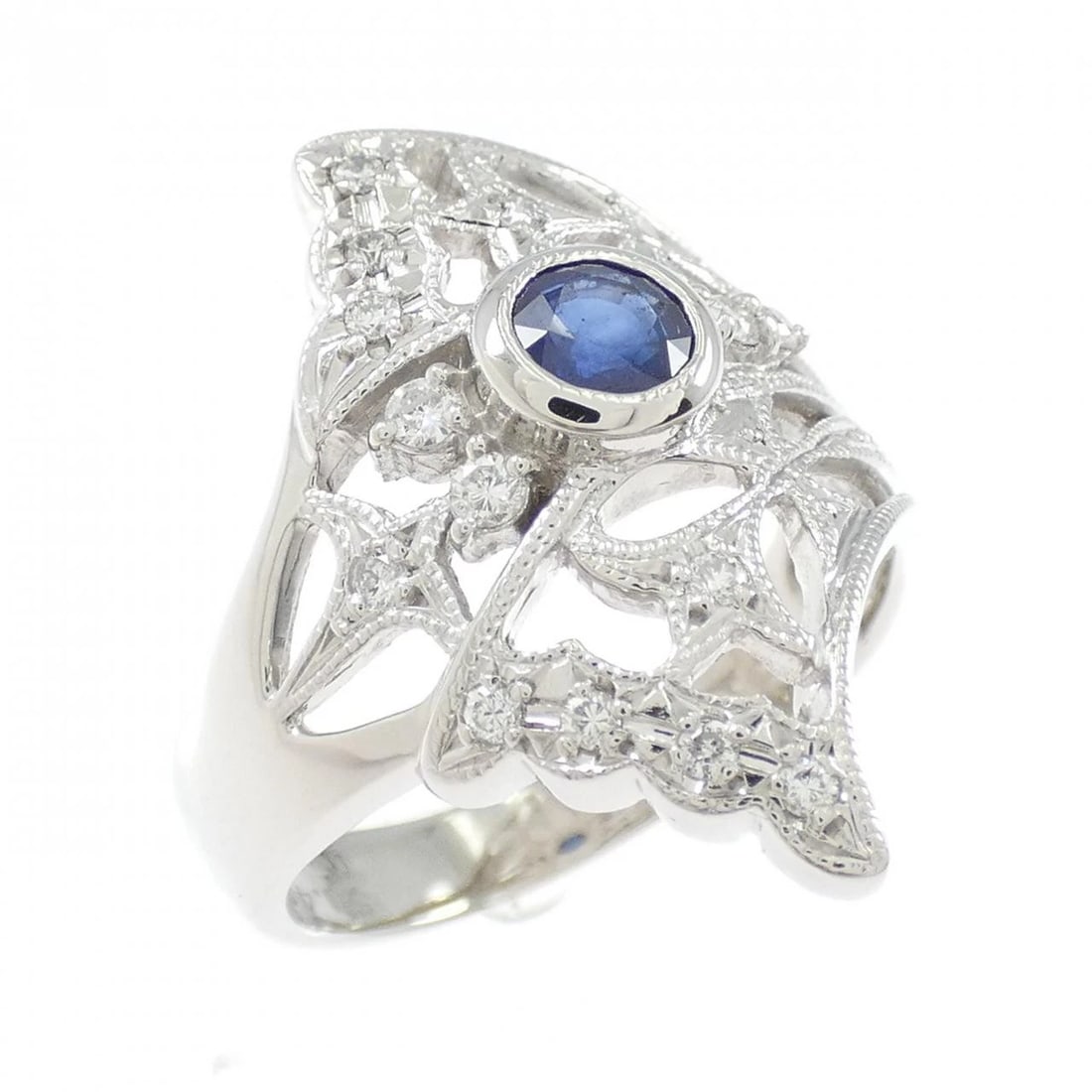 PT900 SAPPHIRE RING: PT900 Sapphire Ring Brand: Unbranded Type/Style: Sapphire Ring Material: PT900 Main Stone Sapphire Color: Size: US7 1/4 Accessories: None Accessories Notice: When purchasing pre-owned goods, please