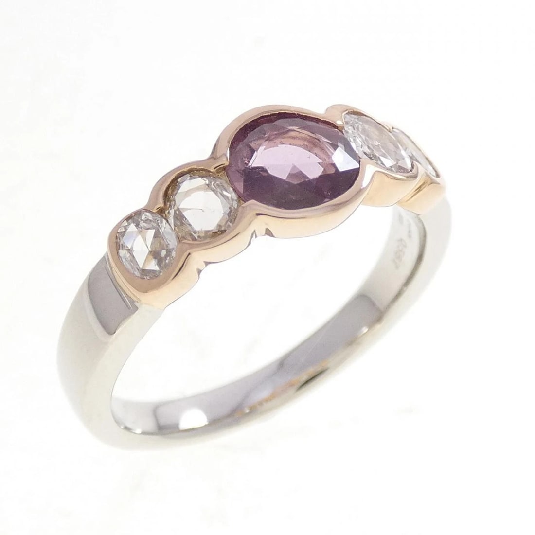 PT900/K18PG SAPPHIRE RING: PT900/K18PG Sapphire Ring Brand: Unbranded Type/Style: Sapphire Ring Material: PT900/K18PG Main Stone Sapphire Color: PG Size: US6 1/2 Accessories: None Accessories Notice: When purchasing pre-owned
