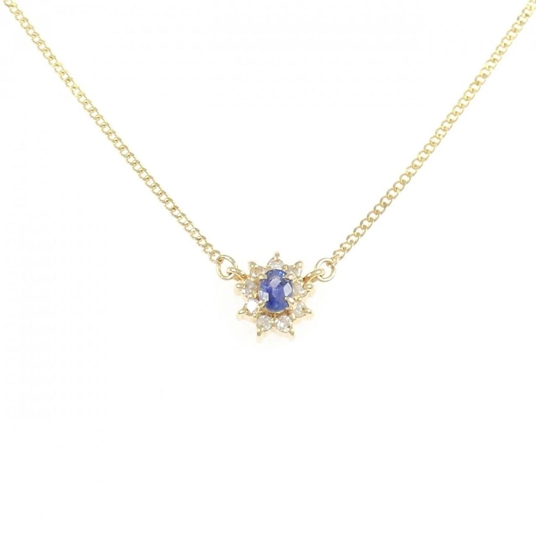 K18YG SAPPHIRE NECKLACE: K18YG Sapphire Necklace Brand: Unbranded Type/Style: Sapphire Necklace Material: K18YG Main Stone Sapphire Color: YG Size: Actual Size Pendant length approx. x width approx.: 7.5mmx8.1mm Chain