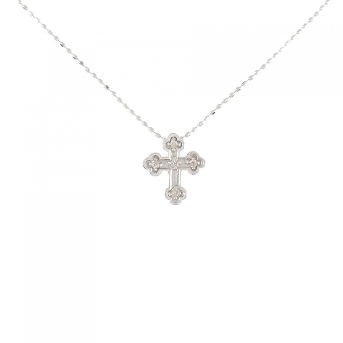 K18WG CROSS DIAMOND NECKLACE: K18WG Cross Diamond Necklace Brand: Unbranded Type/Style: Diamond Necklace Material: K18WG Color: WG Size: Actual Size Pendant length approx. x width approx.: 11.1mmx9.8mm Chain maximum width