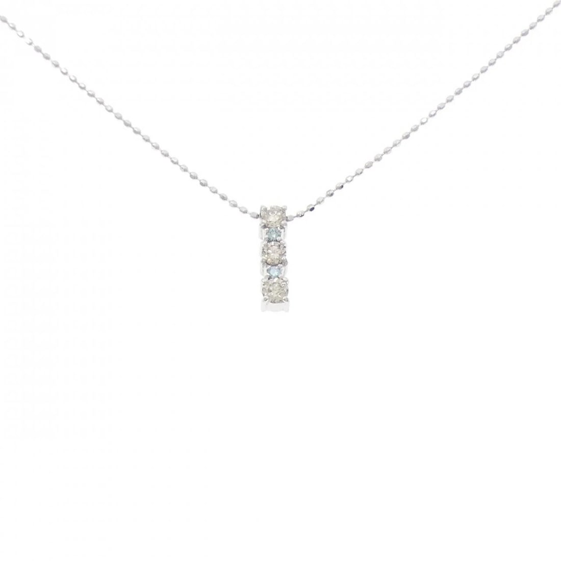K18WG DIAMOND NECKLACE: K18WG Diamond Necklace Brand: Unbranded Type/Style: Diamond Necklace Material: K18WG Color: WG Size: Actual Size Pendant length approx. x width approx.: 10.8mmx2.9mm Chain maximum width approx.: