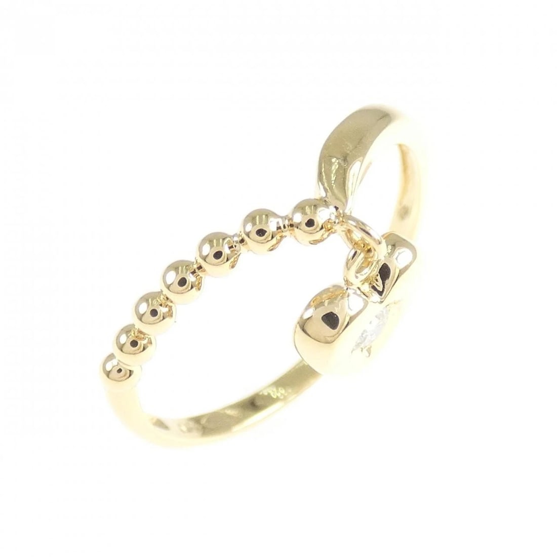 K18YG HEART DIAMOND RING: K18YG Heart Diamond Ring Brand: Unbranded Type/Style: Diamond Ring Material: K18YG Color: YG Size: US5 3/4 Accessories: None Accessories Notice: When purchasing pre-owned goods, please refer to the