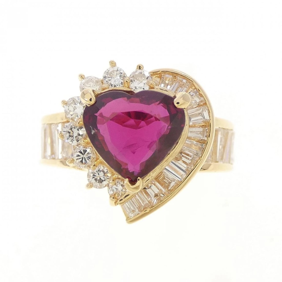 K18YG HEART RUBY RING - 2