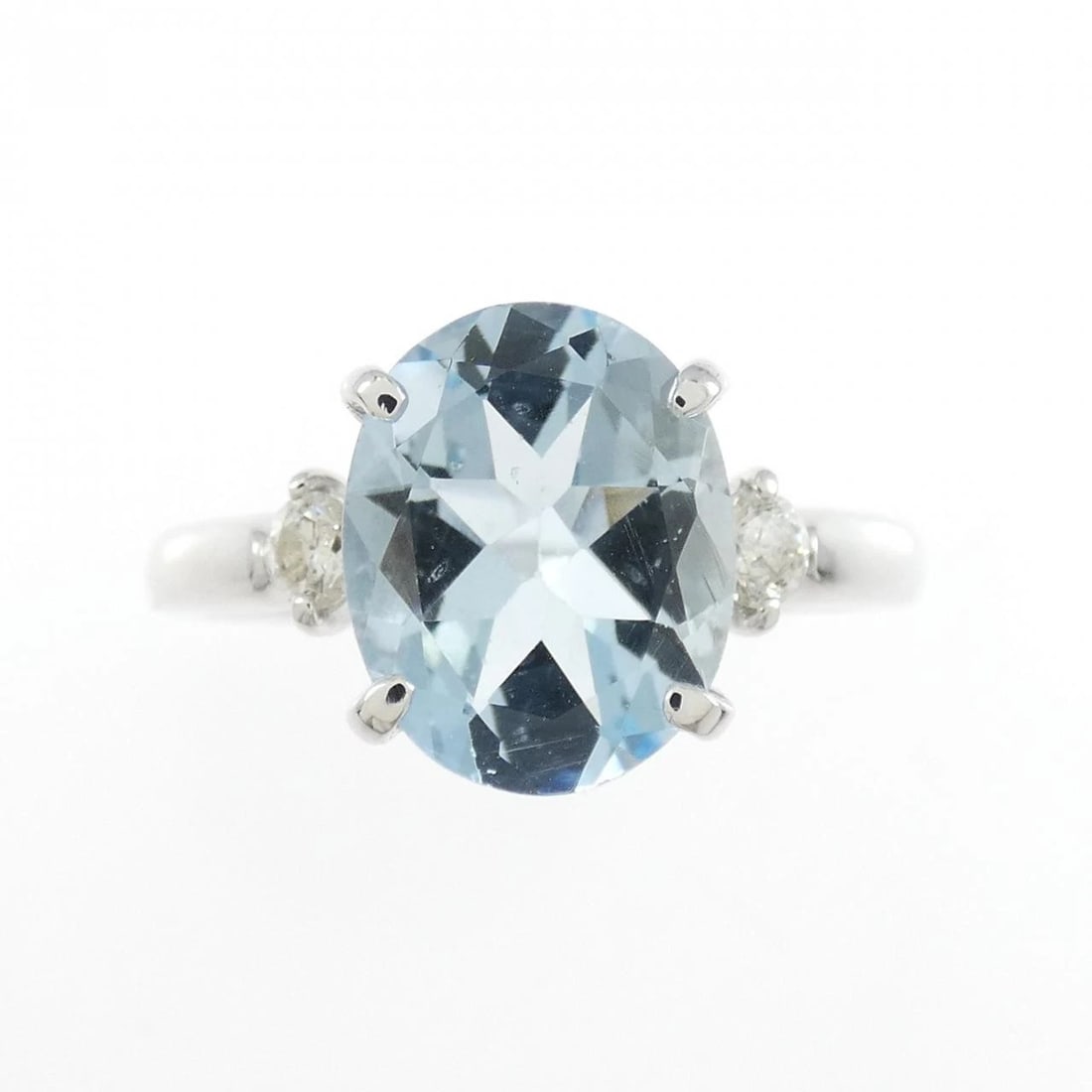 K18WG AQUAMARINE RING - 2