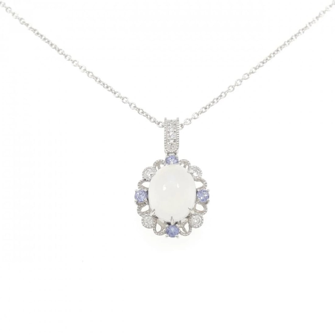K18WG MOONSTONE NECKLACE: K18WG Moonstone Necklace Brand: Unbranded Type/Style: Moonstone Necklace Material: K18WG Main Stone Moonstone Color: WG Size: Actual Size Pendant length approx. x width approx.: 24.6mmx14.6mm Chain