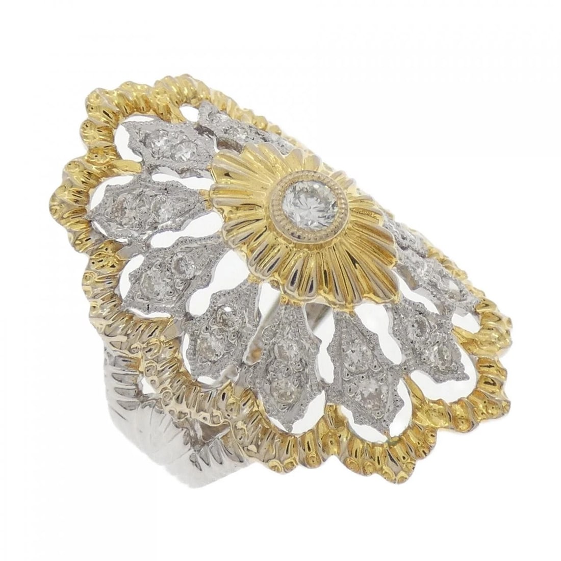 K18WG/K18YG DIAMOND RING: K18WG/K18YG Diamond Ring Brand: Unbranded Type/Style: Diamond Ring Material: K18WG/K18YG Color: WG YG Size: US6 1/4 Accessories: None Accessories Notice: When purchasing pre-owned goods, please refer