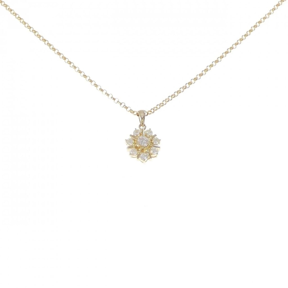 K18YG DIAMOND NECKLACE: K18YG Diamond Necklace Brand: Unbranded Type/Style: Diamond Necklace Material: K18YG Color: YG Size: Actual Size Pendant length approx. x width approx.: 16.7mmx10.6mm Chain maximum width approx.: