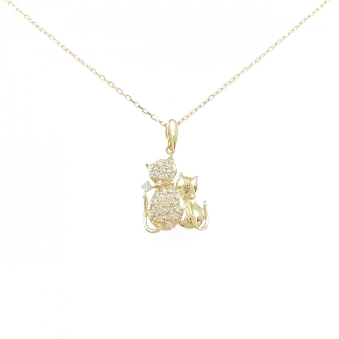 K18YG CAT DIAMOND NECKLACE: K18YG Cat Diamond Necklace Brand: Unbranded Type/Style: Diamond Necklace Material: K18YG Color: YG Size: Actual Size Pendant length approx. x width approx.: 19.8mmx11.4mm Chain maximum width approx.: