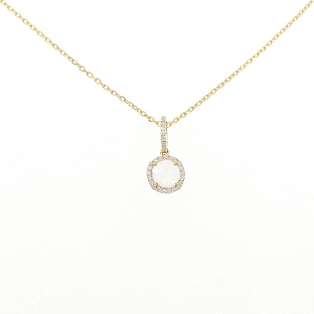 K18YG DIAMOND NECKLACE: K18YG Diamond Necklace Brand: Unbranded Type/Style: Diamond Necklace Material: K18YG Color: YG Size: Actual Size Pendant length approx. x width approx.: 13.5mmx6.6mm Chain maximum width approx.: