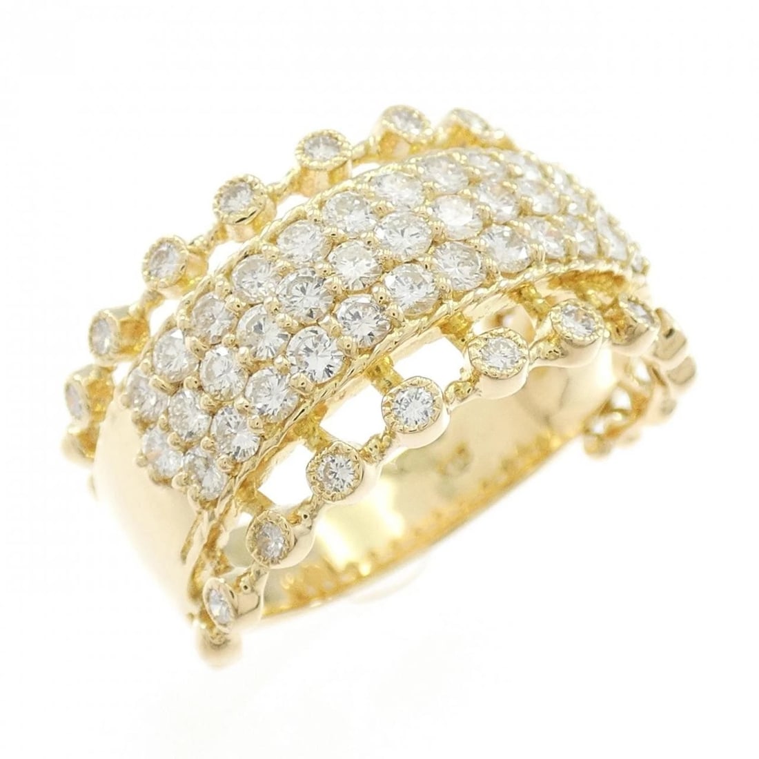K18YG DIAMOND RING: K18YG Diamond Ring Brand: Unbranded Type/Style: Diamond Ring Material: K18YG Color: YG Size: US7 1/4 Accessories: None Accessories Notice: When purchasing pre-owned goods, please refer to the photos