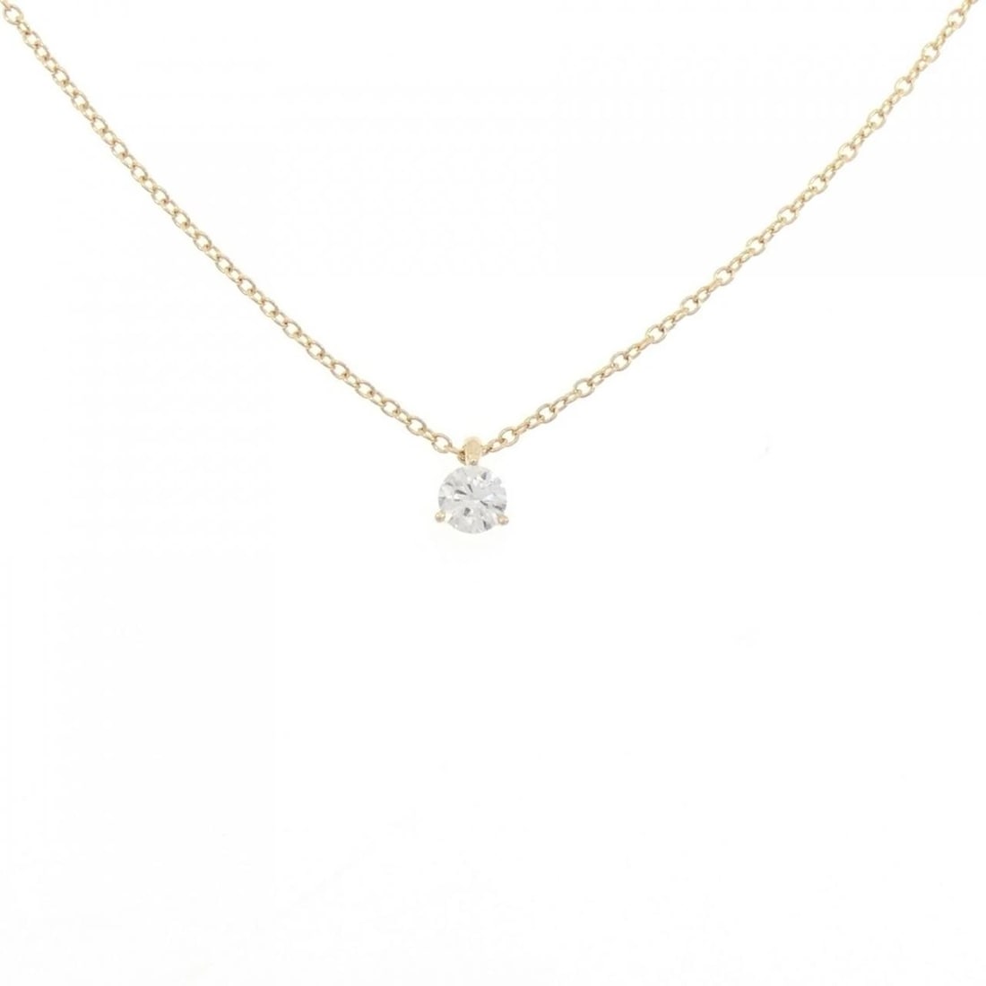 K18YG SOLITAIRE DIAMOND NECKLACE: K18YG Solitaire Diamond Necklace Brand: Unbranded Type/Style: Diamond Necklace Material: K18YG Color: YG Size: Actual Size Pendant length approx. x width approx.: 6.0mmx4.1mm Chain maximum width