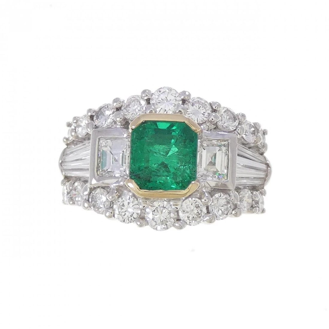 PT900/K18YG EMERALD RING - 2