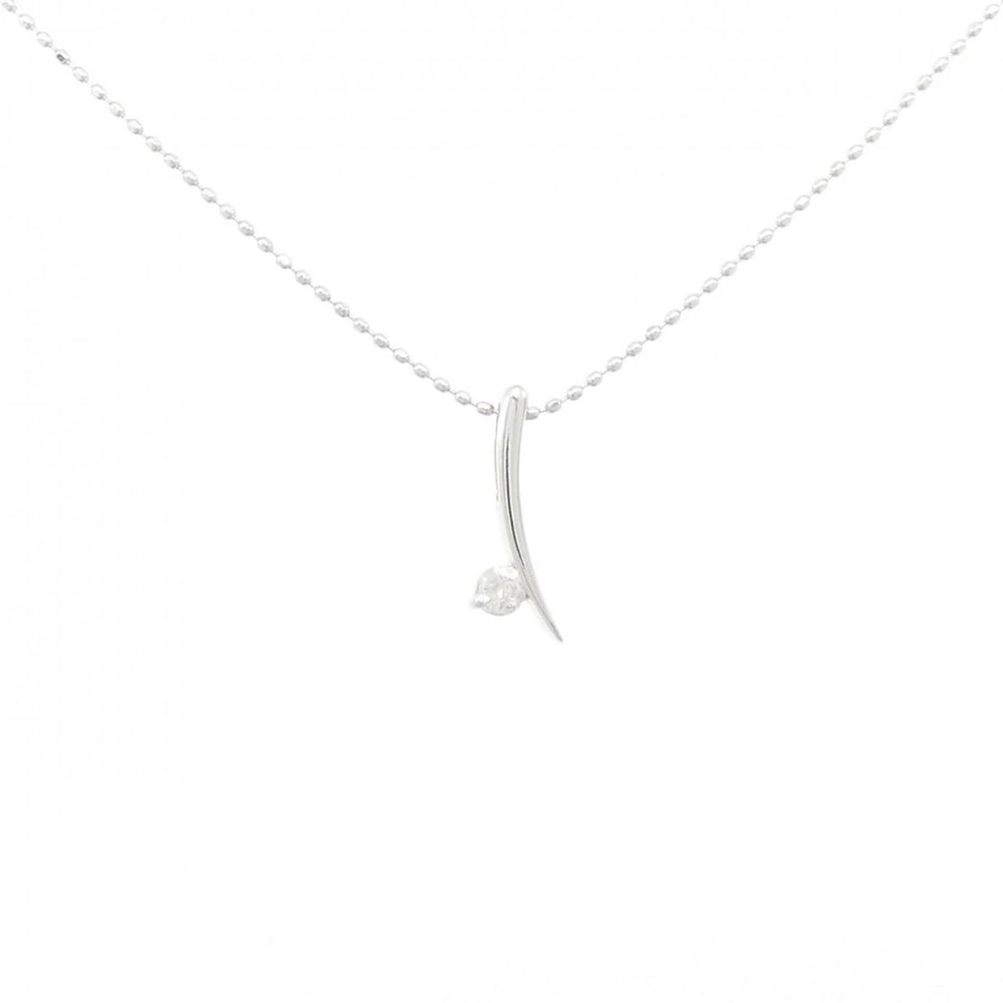 K18WG DIAMOND NECKLACE: K18WG Diamond Necklace Brand: Unbranded Type/Style: Diamond Necklace Material: K18WG Color: WG Size: Actual Size Pendant length approx. x width approx.: 13.6mmx3.8mm Chain maximum width approx.: