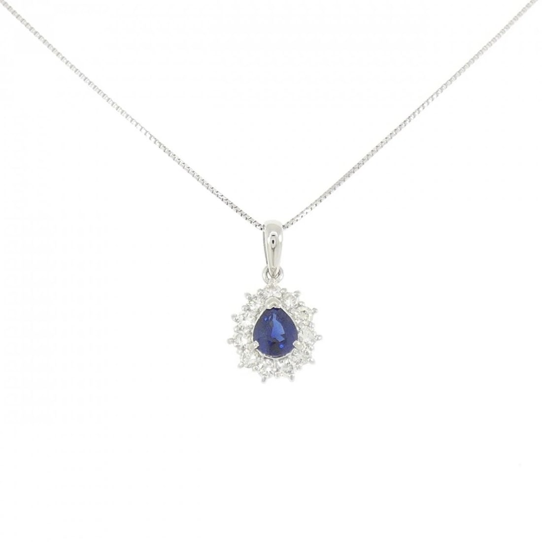 PT900/PT850 SAPPHIRE NECKLACE: PT900/PT850 Sapphire Necklace Brand: Unbranded Type/Style: Sapphire Necklace Material: PT900/PT850 Main Stone Sapphire Color: Size: Actual Size Pendant length approx. x width approx.: 16.7mmx9.6mm