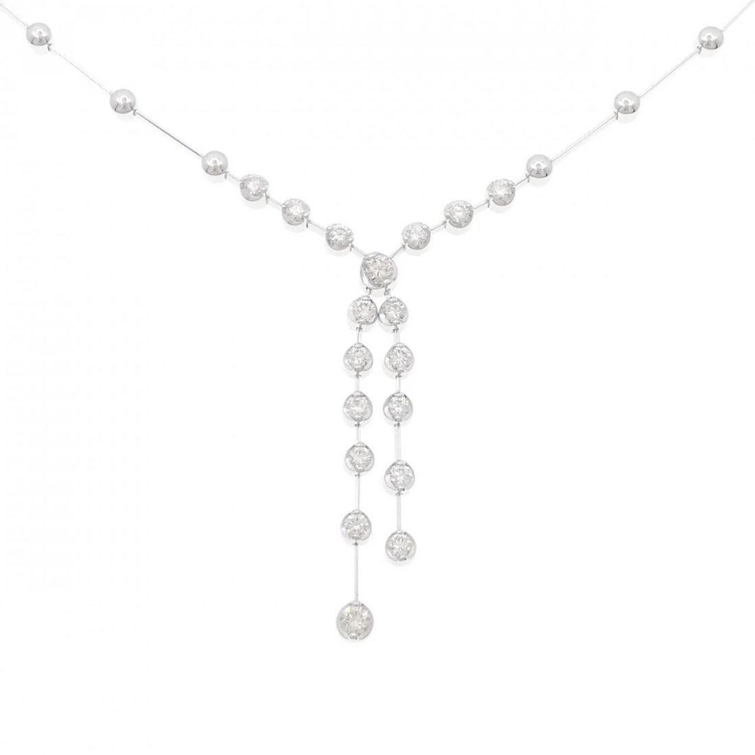K18WG DIAMOND NECKLACE: K18WG Diamond Necklace Brand: Unbranded Type/Style: Diamond Necklace Material: K18WG Color: WG Size: Actual Size Pendant length approx. x width approx.: 41.1mmx7.0mm Chain maximum width approx.: