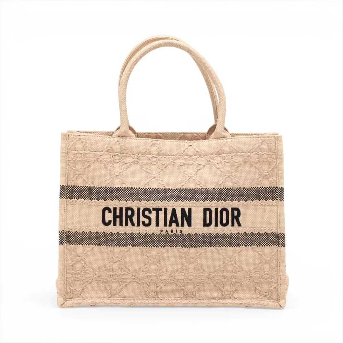 CHRISTIAN DIOR BOOK TOTE BAG: Christian Dior Book Tote Bag Brand: Christian Dior Type/Style: Tote Material: Raffia Color: Beige x black Size: Height:10.8inchLength:14.2inchDepth:6.5inch Accessories: None Accessories No