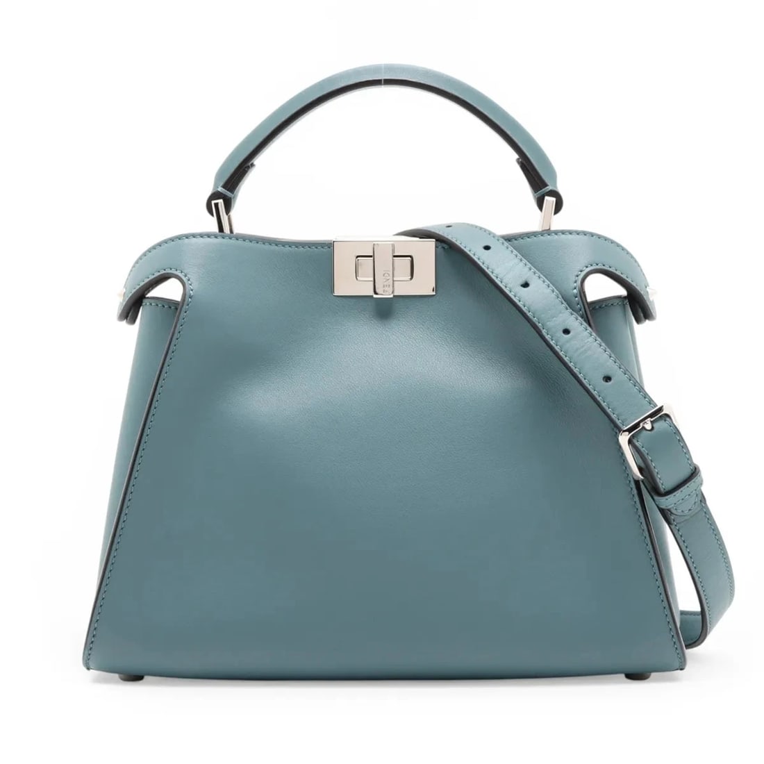 FENDI PEEKABOO ESSENTIALLY LEATHER HANDBAG: Fendi Peekaboo Essentially Leather Handbag Brand: Fendi Type/Style: Top Handle Bag Material: Leather Color: Blue Size: Height:8.1inchLength:10.6inchDepth:4.9inch Accessories: None Accessories Notice: