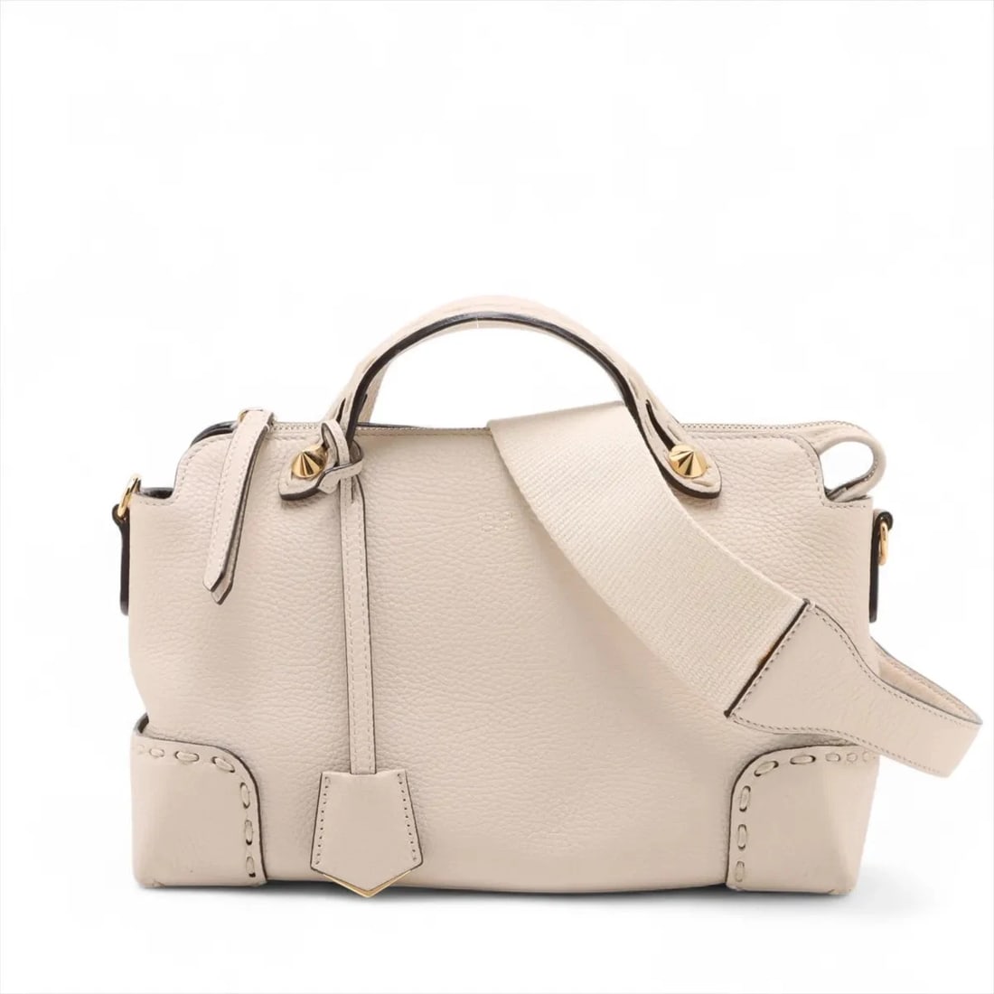 FENDI SELLERIA BY THE WAY MEDIUM LEATHER HANDBAG: Fendi Selleria By the Way Medium Leather Handbag Brand: Fendi Type/Style: Top Handle Bag Material: Leather Color: White Size: Height:6.5inchLength:10.6inchDepth:4.9inch Accessories: None Accessories