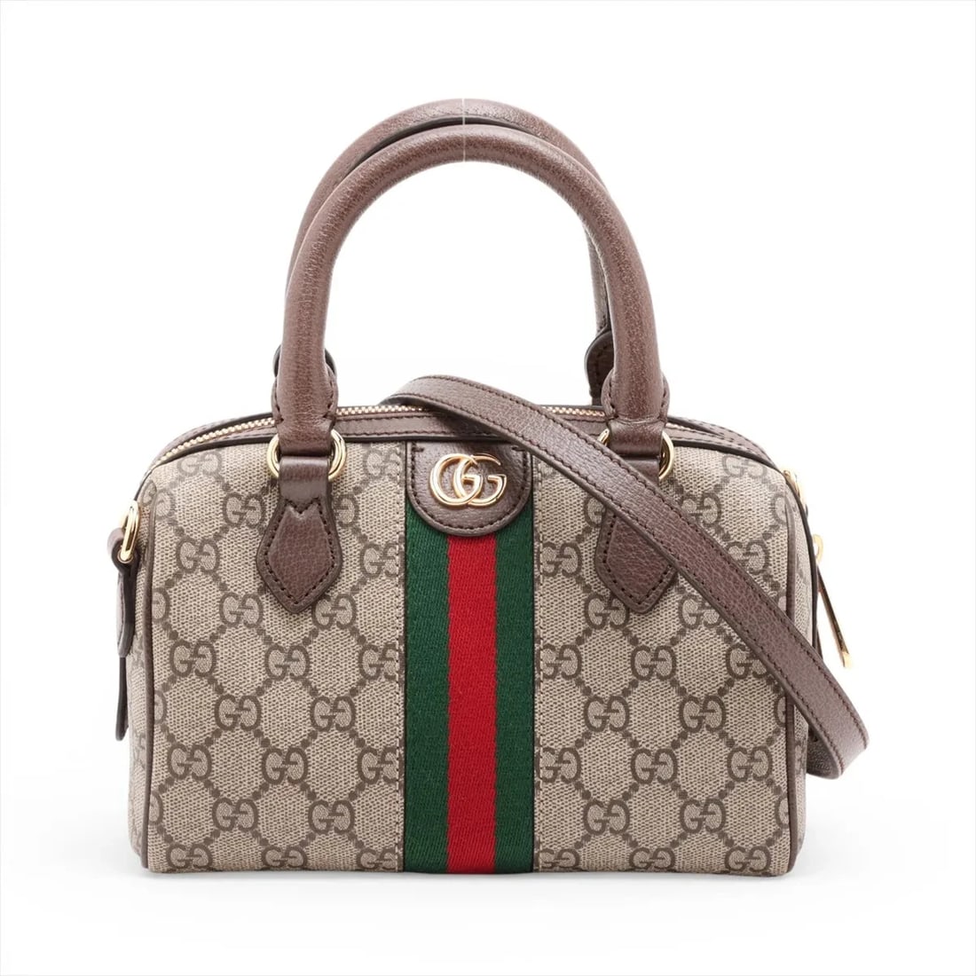 GUCCI GG SUPREME OPHIDIA HANDBAG: Gucci GG Supreme Ophidia Handbag Brand: Gucci Type/Style: Top Handle Bag Material: PVC & leather Color: Beige Size: Height:5.5inchLength:8.3inchDepth:4.5inch Accessories: None Accessories