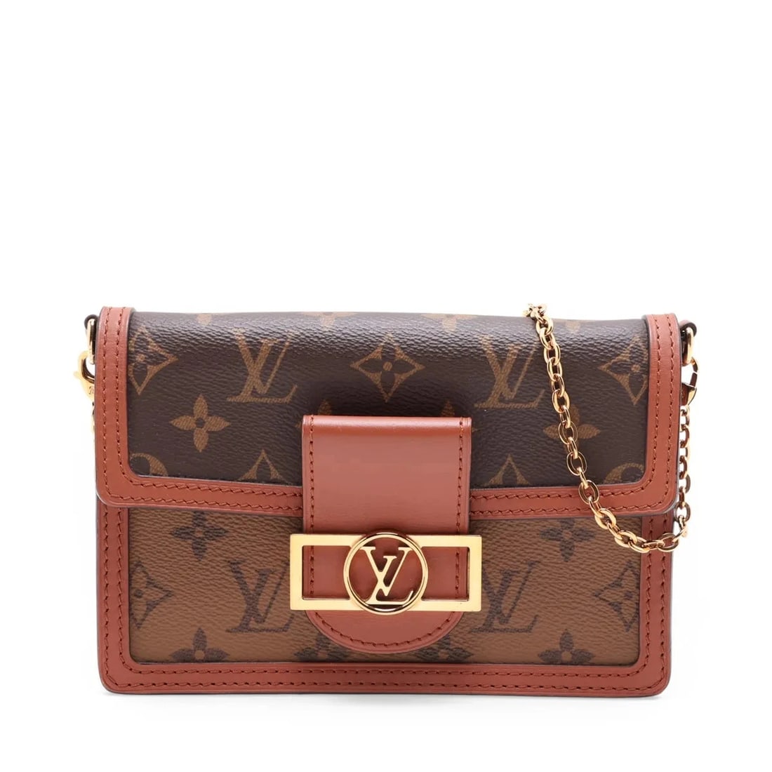 LOUIS VUITTON MONOGRAM REVERSE WALLETFEUILLE DAUPHINE: Louis Vuitton Monogram Reverse Walletfeuille Dauphine Brand: Louis Vuitton Type/Style: Shoulder Bag Material: Monogram Color: Brown Size: Height:4.7inchLength:7.3inchDepth:2.2inch Accessories: None