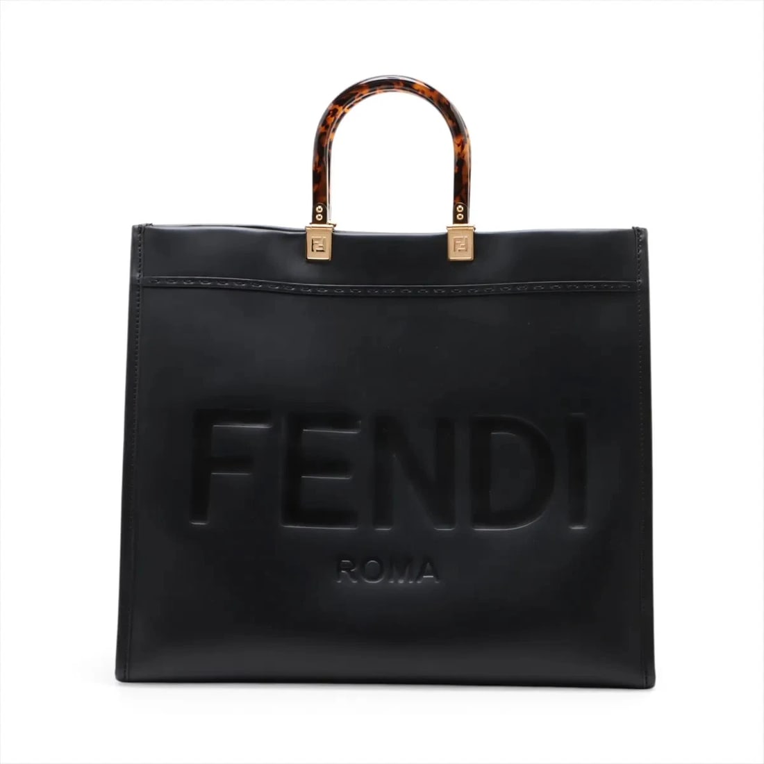 FENDI SUNSHINE LEATHER TOTE BAG: Fendi Sunshine Leather Tote bag Brand: Fendi Type/Style: Tote Material: Leather Color: Black Size: Height:13.4inchLength:15.9inchDepth:7.9inch Accessories: None Accessories Notice: When pu