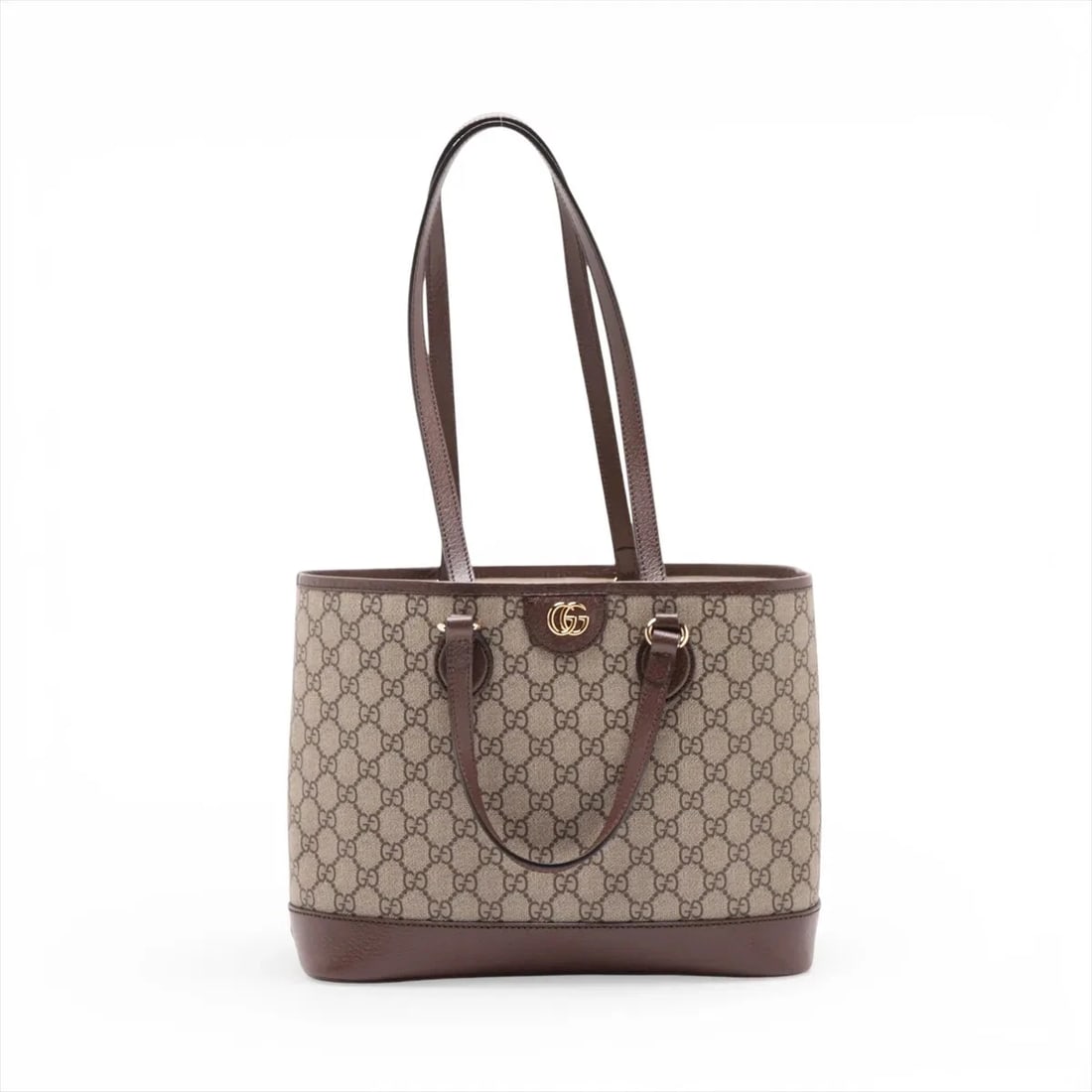 GUCCI GG SUPREME PVC & LEATHER 2 WAY TOTE BAG: Gucci GG Supreme PVC & leather 2 Way Tote Bag Brand: Gucci Type/Style: Tote Material: PVC & leather Color: Beige?Brown Size: Height:9.4inchLength:12.0inchDepth:4.9inch Accessories: None Accessories