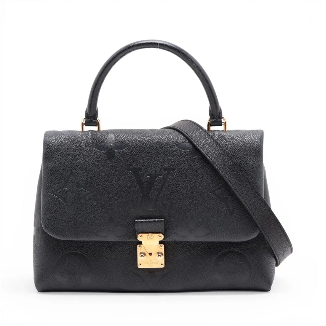 LOUIS VUITTON MONOGRAM EMPREINTE MADELEINE - BLACK: Louis Vuitton Monogram Empreinte Madeleine - Black Brand: Louis Vuitton Type/Style: Top Handle Bag Material: Monogram Color: Black Size: Height:7.5inchLength:11.0inchDepth:3.9inch Accessories: None