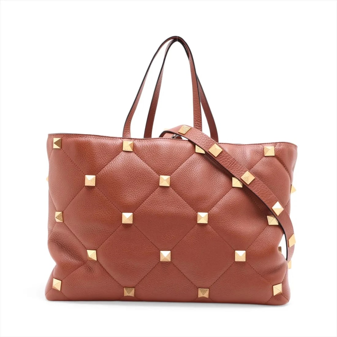 VALENTINO GARAVANI ROMAN STUDS TOTE BAG: Valentino Garavani Roman studs Tote Bag Brand: Valentino Garavani Type/Style: Tote Material: Leather Color: Brown Size: Height:11.8inchLength:16.3inchDepth:3.9inch Accessories: None Access
