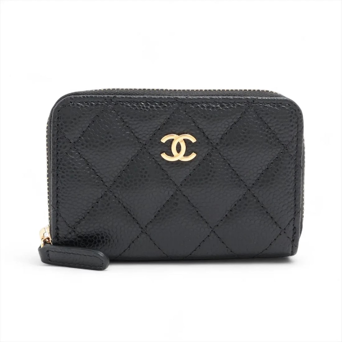 CHANEL MATELASSE CAVIAR SKIN COIN PURSE BLACK GOLD METAL: Chanel Matelasse Caviar Skin Coin Purse Black Gold Metal Brand: Chanel Type/Style: Coin Purse Material: Caviar Skin Color: Black Size: Height:3.0inchLength:4.3inchDepth:0.8inch Accessories: None <