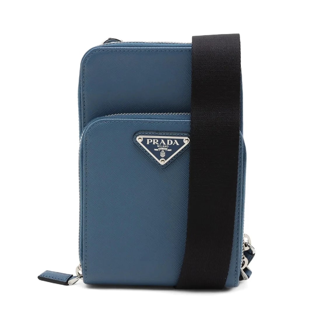 PRADA SAFFIANO LEATHER SHOULDER BAG: Prada Saffiano Leather Shoulder bag Brand: Prada Type/Style: Shoulder Bag Material: Leather Color: Blue Size: Height:7.1inchLength:4.5inchDepth:0.8inch Accessories: None Accessories Notice