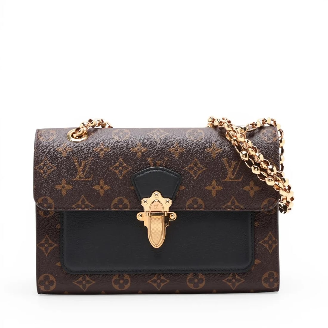LOUIS VUITTON MONOGRAM X LEATHER VICTOIRE: Louis Vuitton monogram x leather Victoire Brand: Louis Vuitton Type/Style: Shoulder Bag Material: monogram x leather Color: Brown x black Size: Height:6.9inchLength:10.2inchDepth:3.1inch Accessories: