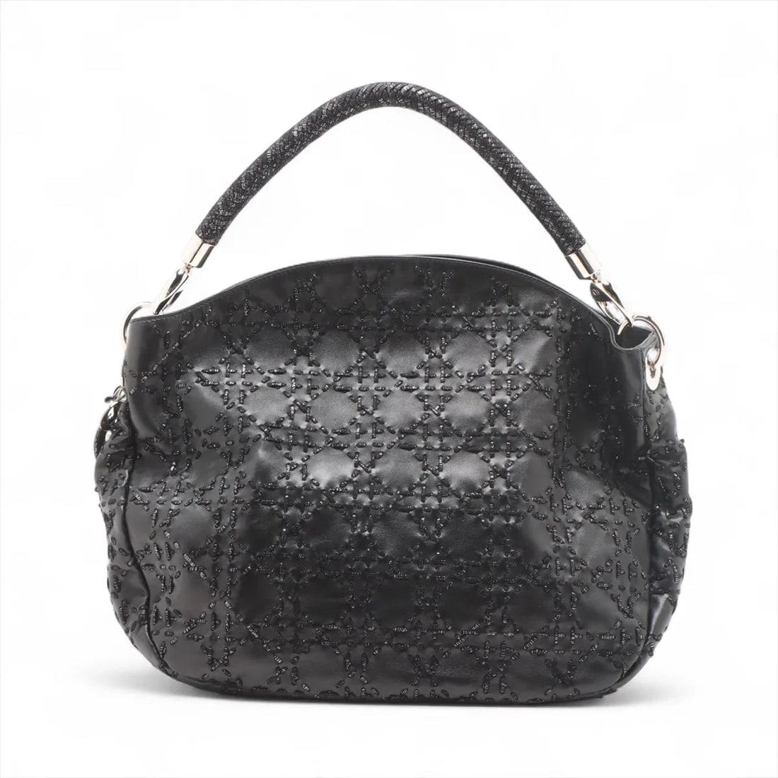 CHRISTIAN DIOR CANNAGE HOBO LEATHER SHOULDER BAG: Christian Dior Cannage Hobo Leather Shoulder bag Brand: Christian Dior Type/Style: Shoulder Bag Material: Leather Color: Black Size: Height:11.2inchLength:11.6inchDepth:3.7inch Accessories: None