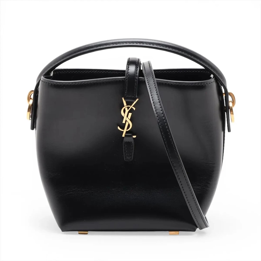 SAINT LAURENT PARIS LE 37 MINI LEATHER 2 WAY HANDBAG: Saint Laurent Paris LE 37 mini Leather 2 Way Handbag Brand: Saint Laurent Paris Type/Style: Top Handle Bag Material: Leather Color: Black Size: Height:5.7inchLength:4.9inchDepth:3.1inch Accessories: