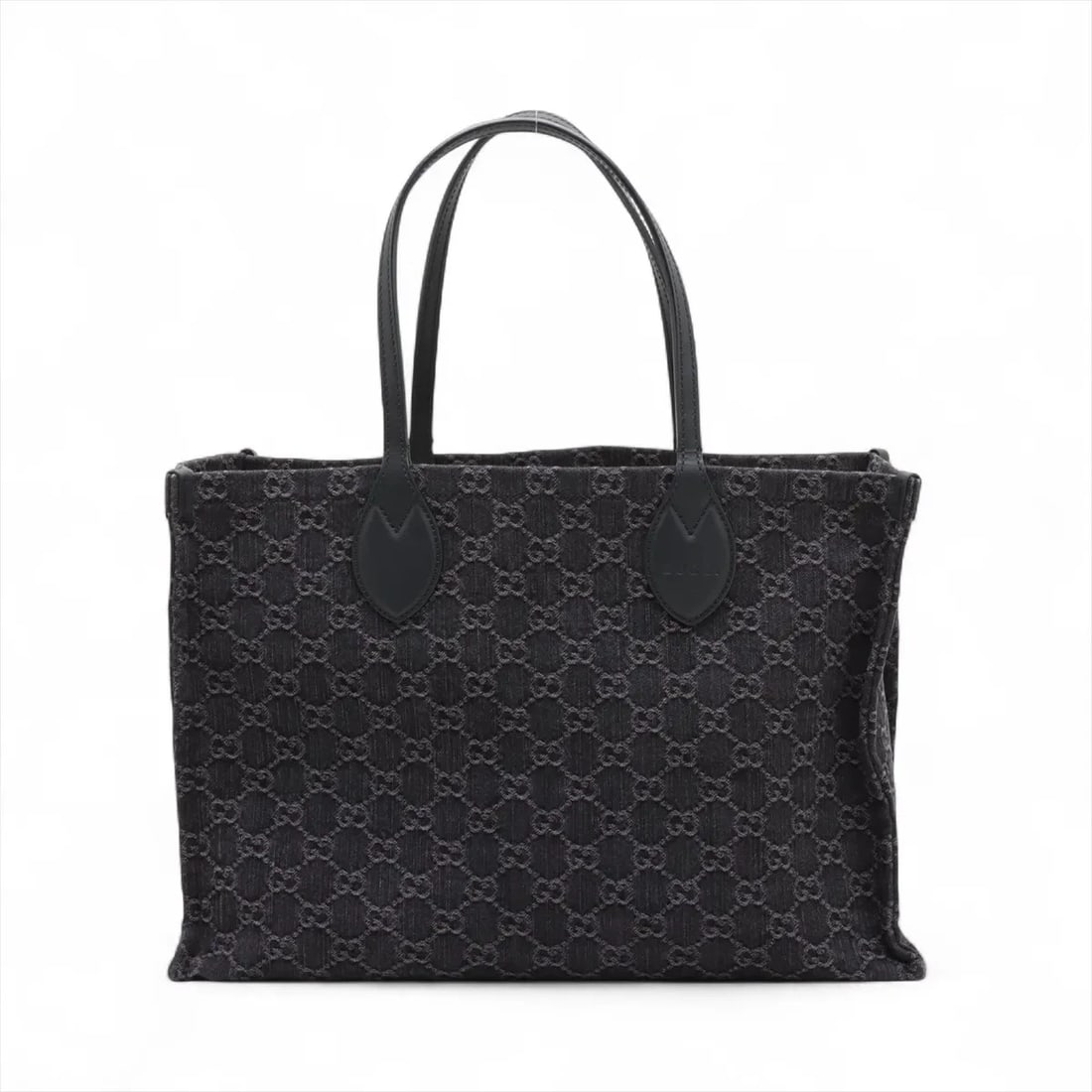 GUCCI GG DENIM DENIM TOTE BAG: Gucci GG Denim Denim Tote bag Brand: Gucci Type/Style: Tote Material: Denim Color: Black Size: Height:11.2inchLength:16.1inchDepth:6.3inch Accessories: None Accessories Notice: When purchasing