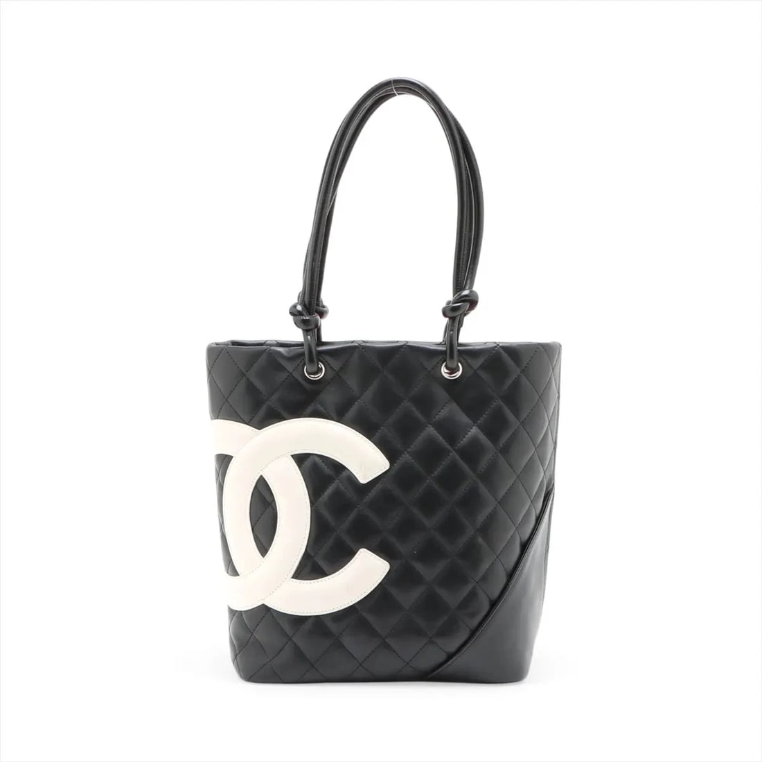 CHANEL CAMBON LINE LAMBSKIN HAND BAG BLACK ? WHITE GOLD METAL: Chanel Cambon Line Lambskin Hand bag Black ? White Gold Metal Brand: Chanel Type/Style: Top Handle Bag Material: Lambskin Color: Black ? White Size: Height:9.4inchLength:7.9inchDepth:4.5inch Acces